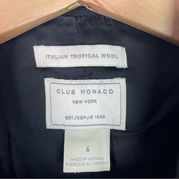 Club Monaco Black Blazer 6 Italian Tropical Wool - Picture 7 of 8